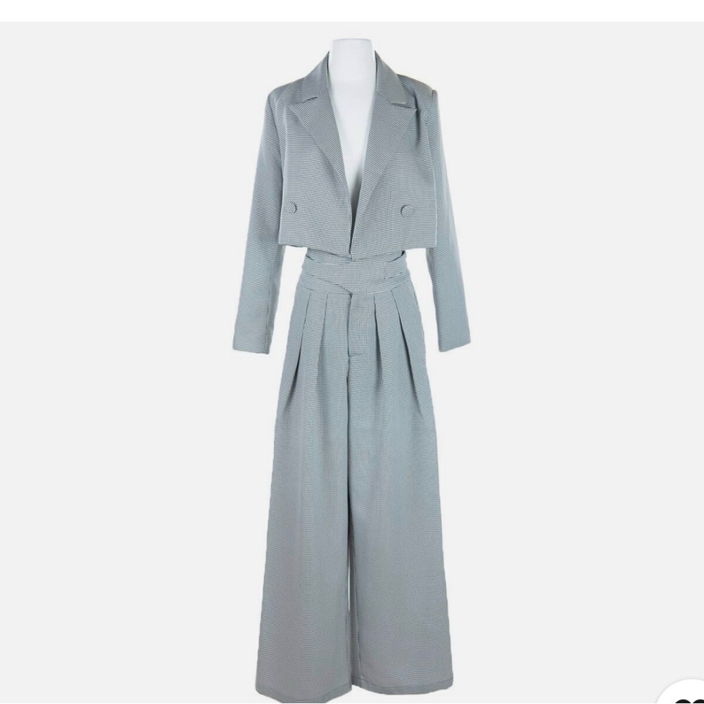 Nasty Gal Cropped Blazer & Wide-Leg Jumpsuit Set